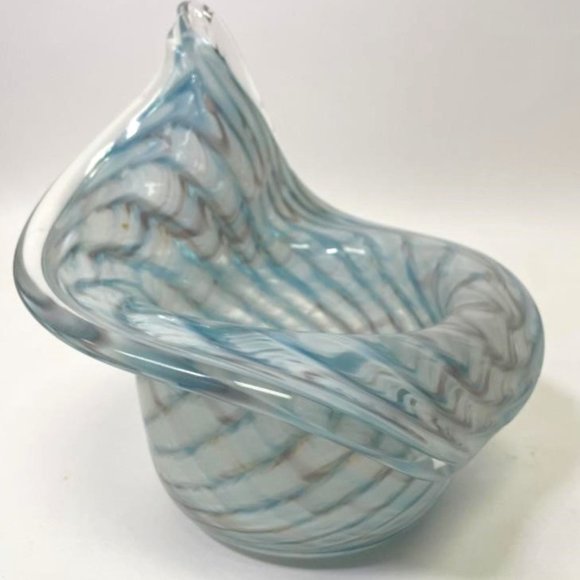 Hand-Blown and Signed "Jack in the Pulpit" Style Murano-type Glass Bowl